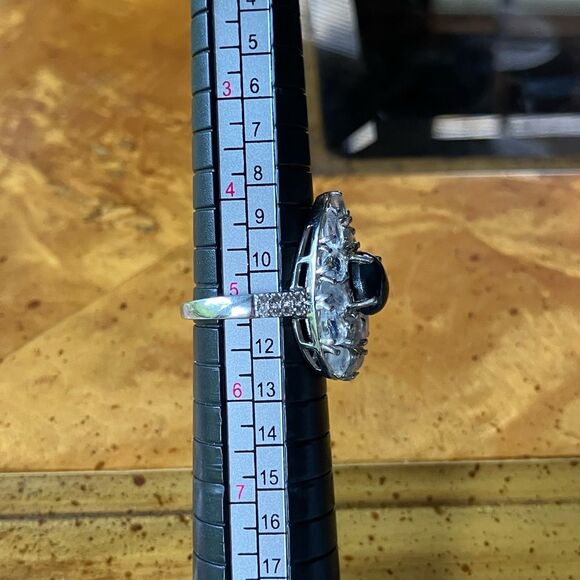 Natural Star Sapphire Rainbow Moonstone Sterling Silver Ring Size 5 - Picture 9 of 10